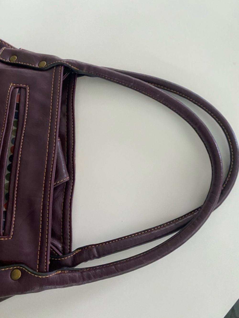 Unbranded Plum Leather Tote with Front Pocket - Picture 5 of 5
